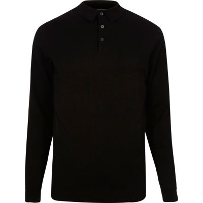 Black long sleeve polo shirt